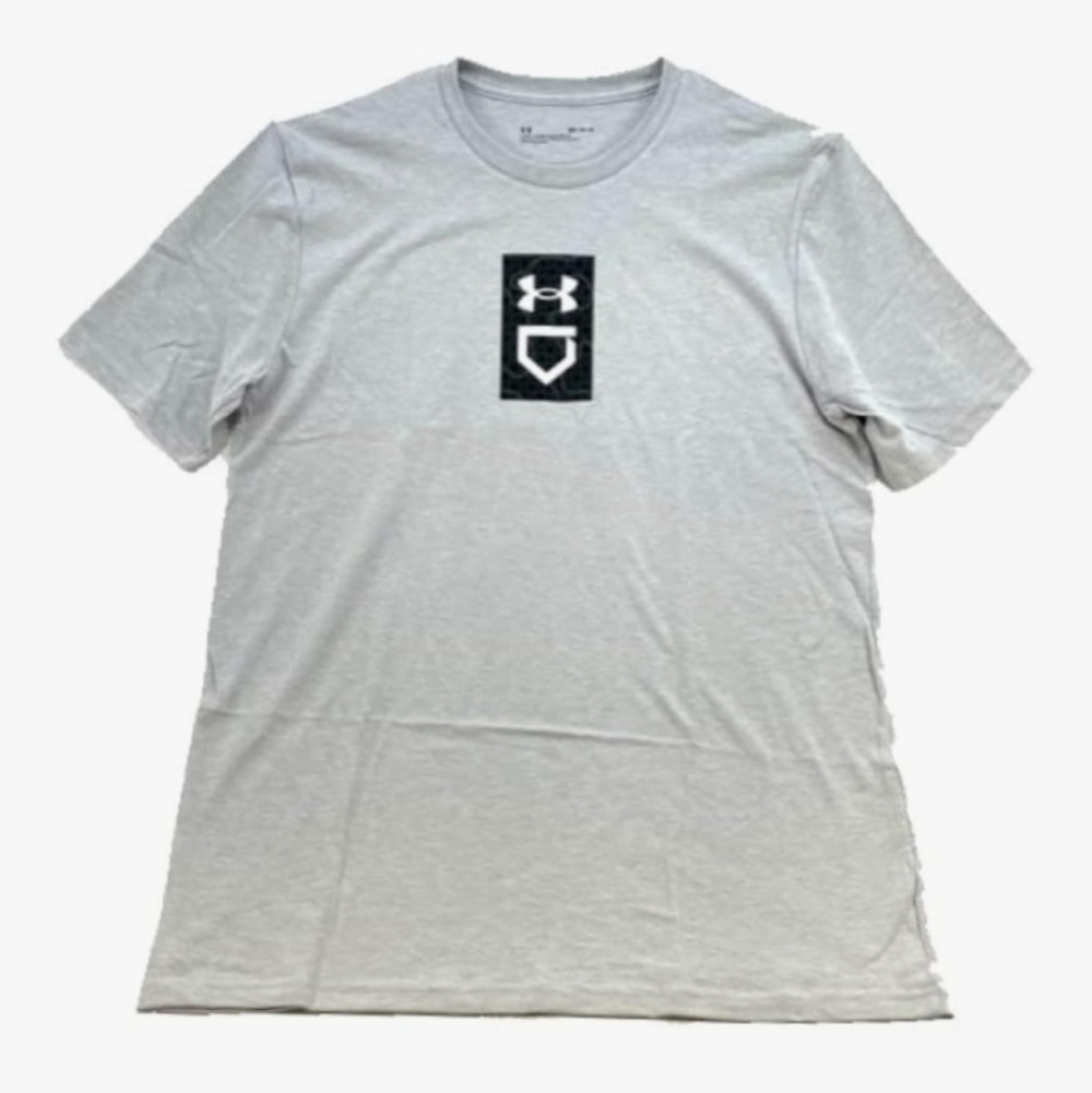 Men's Under Armour Baseball Icon Loose Gray Short Sleeve Cotton T-shirt Size: L